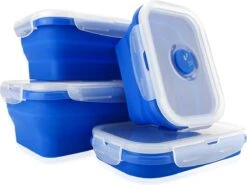 Hogar Vershoudbakjes - Meal Prep Bakjes - Diepvriesbakjes - Vershouddoos - Vershoudbakjes Set Met Deksel – Inklapbaar - 4 Stuks - Anti Lek Deksel - BPA Vrij Siliconen