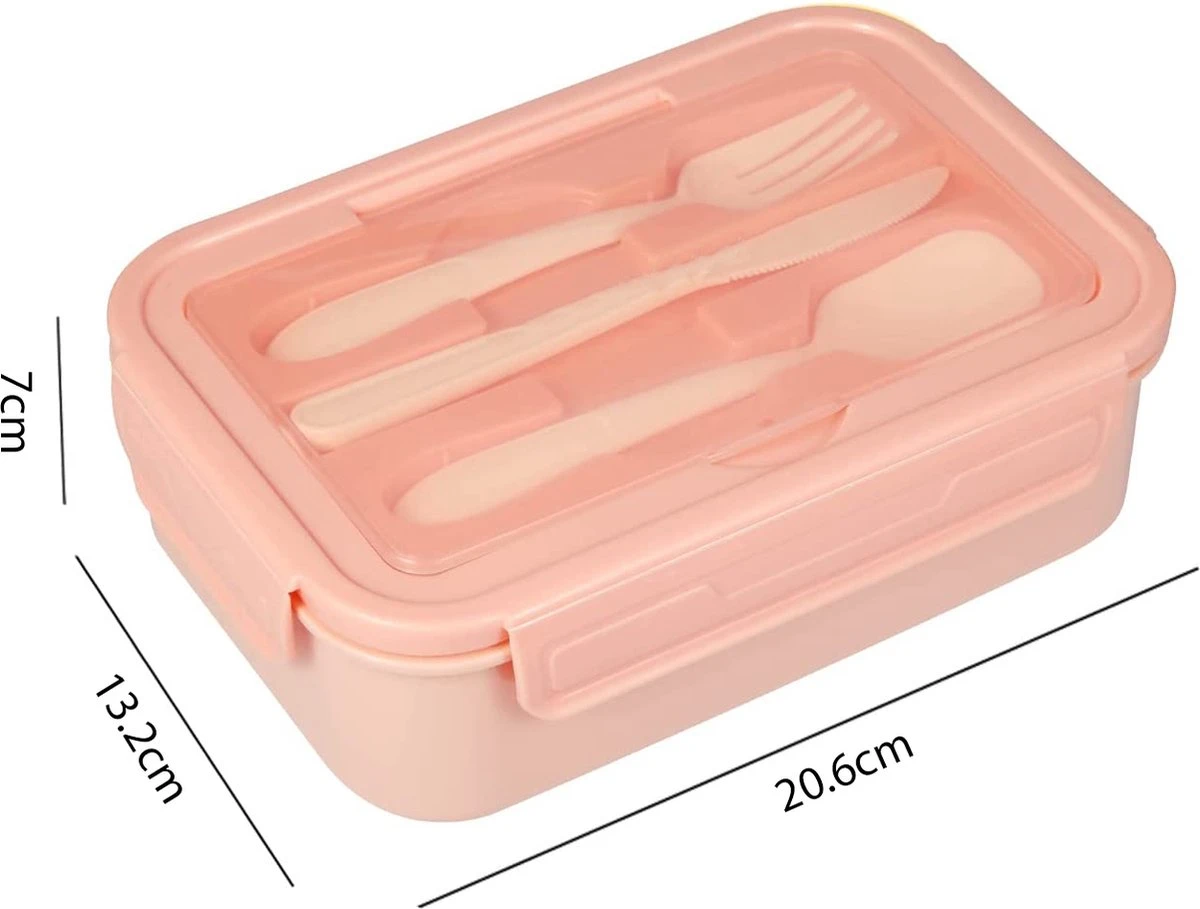 Consumerce® Premium Lunchbox Met 3 Vakken En Bestek Roze – Lunchbox Volwassenen – Japanse Bento Box – Lunchbox Kinderen – Lunchbox Volwassenen Compartimenten – Brooddoos Volwassenen – Broodtrommel – Lunchtrommel – Salade Lunchbox – Saladebox 8 Consumerce® Premium Lunchbox Met 3 Vakken En Bestek Roze – Lunchbox Volwassenen – Japanse Bento Box – Lunchbox Kinderen – Lunchbox Volwassenen Compartimenten – Brooddoos Volwassenen – Broodtrommel – Lunchtrommel – Salade Lunchbox – Saladebox - Afbeelding 6
