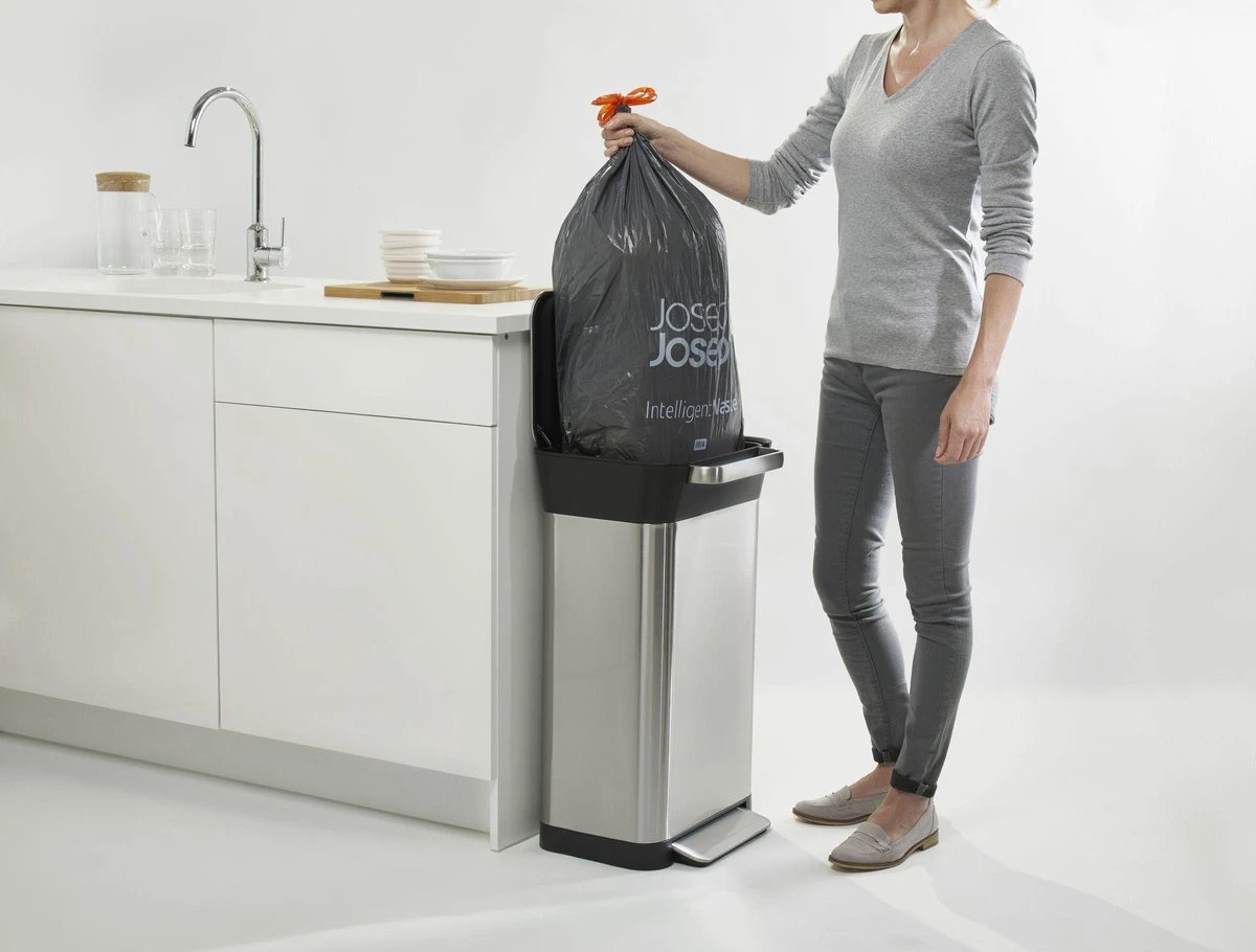 Joseph Joseph Intelligent Waste Prullenbak Titan Slim - RVS - 30 L - Zilver 5 Joseph Joseph Intelligent Waste Prullenbak Titan Slim - RVS - 30 L - Zilver - Afbeelding 3