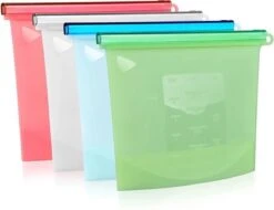 Merkloos Vershoudzakken Food Savers - Diepvrieszakken Vrieszakken Invrieszakken - Duurzaam Voedsel Bewaren - Siliconen - Herbruikbaar - Bewaarzakken - Lekvrij - BPA Vrij - Foodsavers - Fresh Bags - 3+1 Gratis