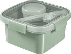 Curver Smart To Go Eco Lunchset Vierkant 1,1L + Bestekset & Sauscup - Groen