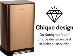 Homra Koniq Prullenbak Met Pedaal - 50 Liter - RVS - Pedaalemmer - Automatisch Lucht Filter - Odor Control - 50L Capaciteit - Soft Close Deksel - Afvalemmer - Design - Hygiënisch - Koper -Mepal shop 1200x925 2