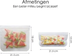 Merkloos Siliconen Vershoudzakken - 10 Stuks - Diepvrieszakken - Lekvrij - Boterhamzak Herbruikbaar - Bewaarzakjes - Duurzaam - Hersluitbaar -Mepal shop 1200x938 6