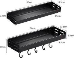 Merkloos TDR - Kruidenrek - Ophangbaar - Inclusief 6 Verplaatsbare Haken Voor Keukengereedschap - 50 Cm - Zwart -Mepal shop 1200x938 7