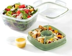 Lock&Lock Saladebox - Salade Lunchbox To Go - Salade To Go - 950 Ml - Lekvrij - Met Verdeelvakjes - Groen -Mepal shop 1200x939 10