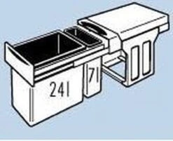Hailo Tandem De Luxe - Inbouw Prullenbak - 31 Liter Inhoud - 25 X 40 X 49 Cm - Met 2 Compartimenten - Grijs -Mepal shop 1200x977 1