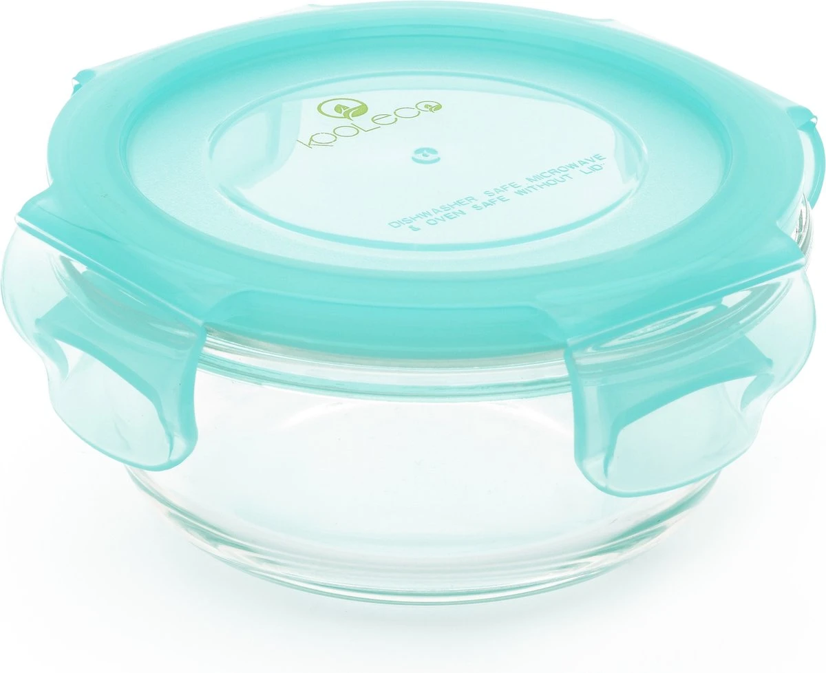 KOOLECO 3 Glazen Vershoudbakjes Met Deksel 210ml - Blauw Geel Groen Rond 4 KOOLECO 3 Glazen Vershoudbakjes Met Deksel 210ml - Blauw Geel Groen Rond - Afbeelding 2