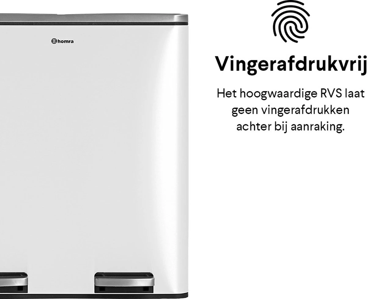 Afvalscheidingsprullenbak 2 Vakken Wit – 60 L (2x30 Liter) Pedaalemmer Homra QUICKX – Design Duo Afvalemmer RVS - Afval Scheiden - Recycle Afvalbak - Hygiënisch Pedaal - Dubbele Vuilnisbak - Keuken Vuilbak - Kantoor Prullenbak 16 Afvalscheidingsprullenbak 2 Vakken Wit – 60 L (2x30 Liter) Pedaalemmer Homra QUICKX – Design Duo Afvalemmer RVS - Afval Scheiden - Recycle Afvalbak - Hygiënisch Pedaal - Dubbele Vuilnisbak - Keuken Vuilbak - Kantoor Prullenbak - Afbeelding 14