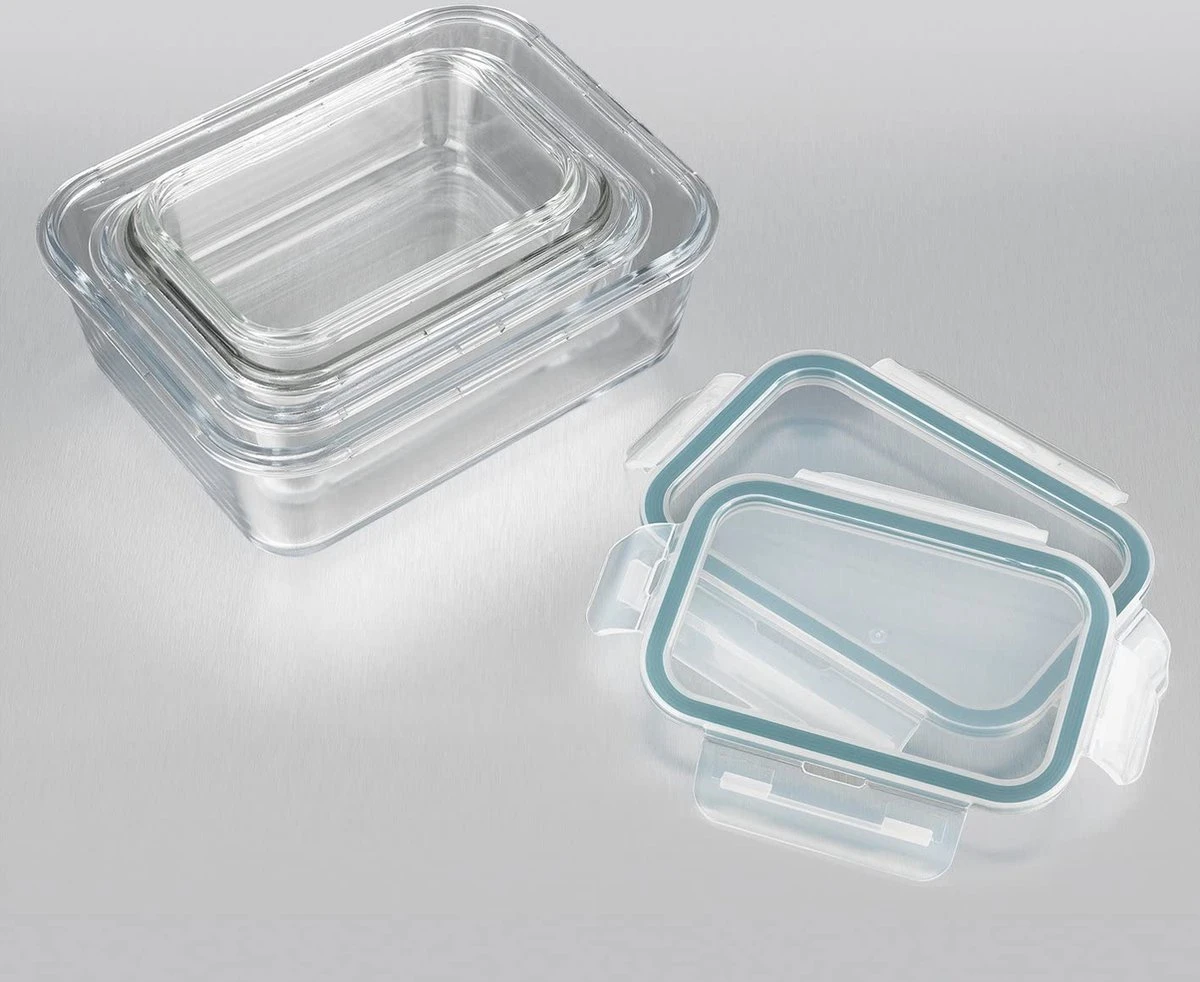 GOURMETmaxx Klick-it Glazen Bewaardozen, Set Van 4 Potten Met Deksels | Vaatwasmachine-, Magnetron- En Vriezerbestendig, Deksels Met Siliconen Afdichting En 4-weg Kliksluiting Transparent 3 GOURMETmaxx Klick-it Glazen Bewaardozen, Set Van 4 Potten Met Deksels | Vaatwasmachine-, Magnetron- En Vriezerbestendig, Deksels Met Siliconen Afdichting En 4-weg Kliksluiting Transparent