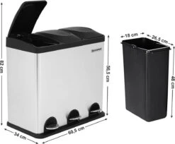 NumberOne® Afvalscheider Prullenbak 54 Liter (3 X 18 L) - Gemaakt Van Roestvrijstaal - Geurloos - Met Pedalen - Inclusief Binnenemmer 15 NumberOne® Afvalscheider Prullenbak 54 Liter (3 X 18 L) - Gemaakt Van Roestvrijstaal - Geurloos - Met Pedalen - Inclusief Binnenemmer -Mepal shop 1200x990 1