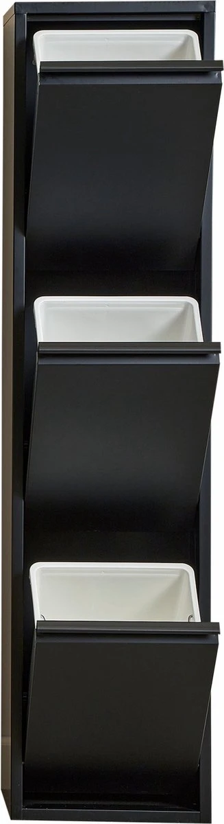 VEEHAUS – Monstera - Prullenbak 3 Vakken – Afvalemmer 45 Liter (3x 15L) – Zwart – Hygiënisch Recyclen - 3-vaks Prullenbak Afvalscheiding – Afvalbak Metaal - Afval Scheiden - Prullenbak 3 VEEHAUS – Monstera - Prullenbak 3 Vakken – Afvalemmer 45 Liter (3x 15L) – Zwart – Hygiënisch Recyclen - 3-vaks Prullenbak Afvalscheiding – Afvalbak Metaal - Afval Scheiden - Prullenbak