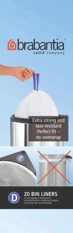 Brabantia PerfectFit Vuilniszakken - 15/20 L - Code D - 12 Rollen X 20 Stuks -Mepal shop 377x1200