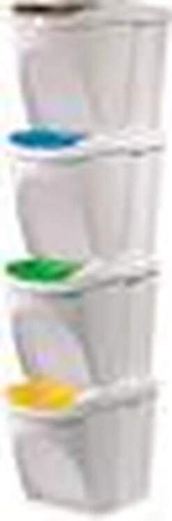 Prosperplast Set Van 4x Kunststof Afvalscheidingsbakken Wit Van 25 Liter - Scheidingsprullenbakken -Mepal shop 396x1200