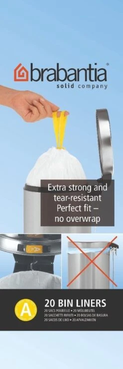 Brabantia PerfectFit Afvalzak Met Trekbandsluiting - 3 L - Code A - 20 Stuks -Mepal shop 400x1200 1