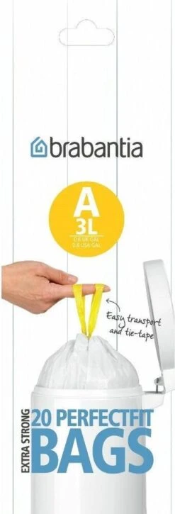 Brabantia PerfectFit Afvalzak Met Trekbandsluiting - 3 L - Code A - 20 Stuks -Mepal shop 409x1200