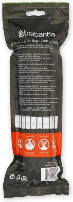 Brabantia PerfectFit Vuilniszakken - 23 - 30 L - Code G - 6 Rollen X 20 Stuks -Mepal shop 433x1200