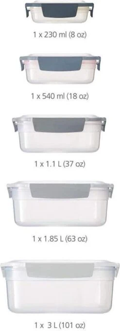 Vershoudbakjes, Set Van 5 Stuks, Grijs - Joseph Joseph | Nest Lock -Mepal shop 436x1200