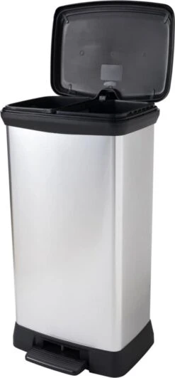 Curver Decobin Prullenbak- 50L - 39x29x72 Cm - Zilver Metallic 36 Curver Decobin Prullenbak- 50L - 39x29x72 Cm - Zilver Metallic -Mepal shop 558x1200