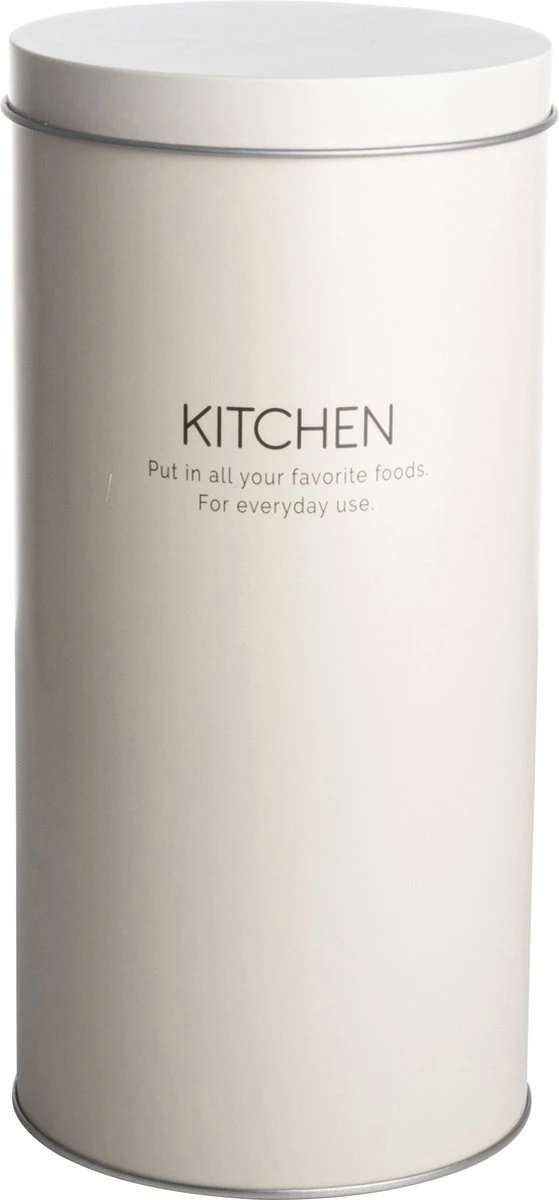 Gusta Voorraadblik - Beige - Metaal - Beschuitbus - Opbergbus - Ø11X22 Cm 3 Gusta Voorraadblik - Beige - Metaal - Beschuitbus - Opbergbus - Ø11X22 Cm