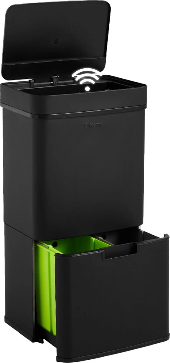 Homra Nexo Afvalscheiding Sensor Prullenbak Zwart 72 Liter - 3 Vakken - 2x12L+48L - Infrarood Sensor - Design Trio Afvalemmer - Afvalscheidingsprullenbak - Keuken Afvalemmer - Recycle Afvalbak - Hygiënisch - Kantoor Vuilbak - Elektrisch - Vuilnisbak 3 Homra Nexo Afvalscheiding Sensor Prullenbak Zwart 72 Liter - 3 Vakken - 2x12L+48L - Infrarood Sensor - Design Trio Afvalemmer - Afvalscheidingsprullenbak - Keuken Afvalemmer - Recycle Afvalbak - Hygiënisch - Kantoor Vuilbak - Elektrisch - Vuilnisbak