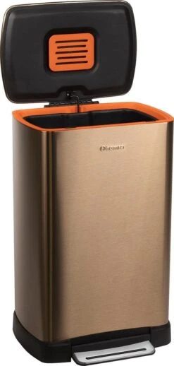 Homra Koniq Prullenbak Met Pedaal - 50 Liter - RVS - Pedaalemmer - Automatisch Lucht Filter - Odor Control - 50L Capaciteit - Soft Close Deksel - Afvalemmer - Design - Hygiënisch - Koper -Mepal shop 572x1200