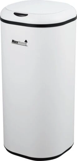 MaxxHome Prullenbak Met Sensor - 30L - Soft Close Deksel - RVS - Design Afvalemmer - Hygiënisch - Vingerafdruk Bestendig - Vuilnisbak Met Elektrische Deksel - Sensor Prullenbak - 30 Liter Vuilbak - 29 X 29 X 61,5