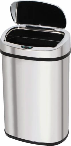 Kitchenmove Prullenbak 68 Liter Met Sensor. Hoogglans Chroom - Automatische Klep Open. -Mepal shop 591x1200