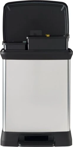 Curver Decobin Duo Prullenbak Afvalscheider - 10L + 18L - Metallic -Mepal shop 596x1200 1