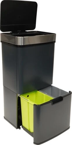 4cookz® Smart Waste Grey Prullenbak Afvalscheiding Met Sensor 72 Liter -Mepal shop 598x1200 1