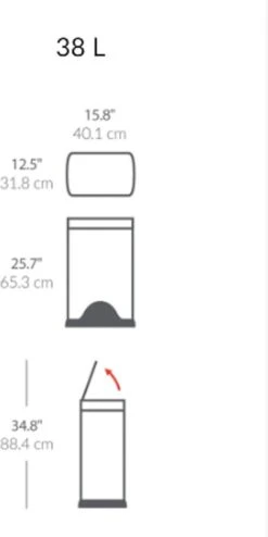 Simplehuman Rectangular Pedaalemmer Prullenbak - 38 L - Mat RVS -Mepal shop 600x1200 1