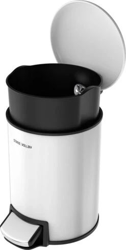 Pedaalemmer - 3 Liter - RVS - Wit - Afvalemmer StangVollby Rosvik - Toilet - Badkamer - Klein - Soft Close Deksel - Chique Design - Kleine Witte Pedaal Prullenbak - Afvalzak Inkeping - Vuilnisbak Badkamer -Mepal shop 604x1200 1