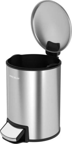 Pedaalemmer - 12 Liter - RVS - Afvalemmer StangVollby Docksta - Toilet - Badkamer - Kantoor - Klein - Soft Close Deksel - Chique Design - RVS Pedaal Prullenbak - Afvalzak Inkeping - Vuilnisbak Badkamer -Mepal shop 604x1200