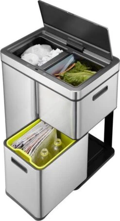 EKO Mirage Plus Sensor Afvalscheider Prullenbak - 30 + 15 + 15 L - Mat RVS -Mepal shop 656x1200