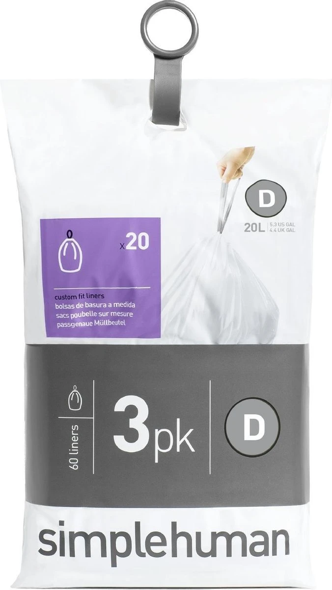 Simplehuman Afvalzakken Code D - 20 Liter - 60 Stuks 5 Simplehuman Afvalzakken Code D - 20 Liter - 60 Stuks - Afbeelding 3