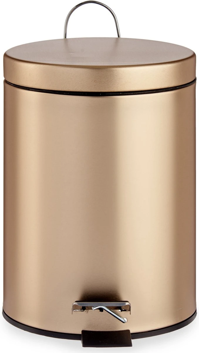 Berilo Pedaalemmer - Goudkleurig - Metaal - 3 Liter - Prullenbak - Pedaal - L22 X H28 Cm 3 Berilo Pedaalemmer - Goudkleurig - Metaal - 3 Liter - Prullenbak - Pedaal - L22 X H28 Cm