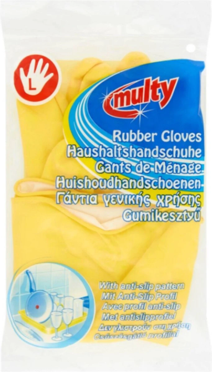 Multy Luxe Huishoudhandschoenen Maat L - Natuurlatex Met Kantoenen Vlokvoering - Anti Slip - Rubberen Handschoenen - Waterdicht - Natuurlijk Latex - Maat L 7 Multy Luxe Huishoudhandschoenen Maat L - Natuurlatex Met Kantoenen Vlokvoering - Anti Slip - Rubberen Handschoenen - Waterdicht - Natuurlijk Latex - Maat L - Afbeelding 5