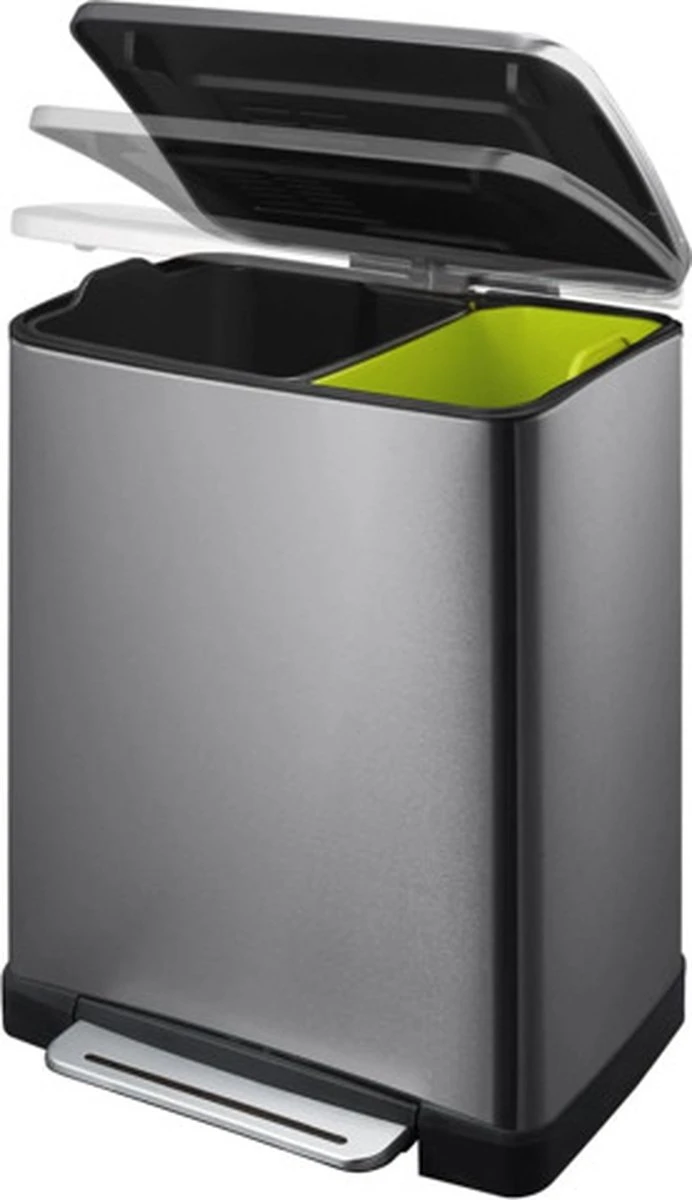 EKO E-Cube Prullenbak - Black Steel - 28 + 18 Liter - Anti-slip- Soft-close - Fingerprintproof 7 EKO E-Cube Prullenbak - Black Steel - 28 + 18 Liter - Anti-slip- Soft-close - Fingerprintproof - Afbeelding 5