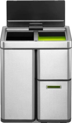 EKO Mirage Plus Sensor Afvalscheider Prullenbak - 30 + 15 + 15 L - Mat RVS