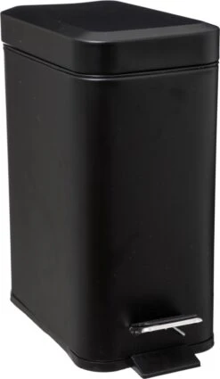 5Five - Prullenbak/pedaalemmer Zwart Rvs Metaal 5 Liter - 14x29x30 Cm