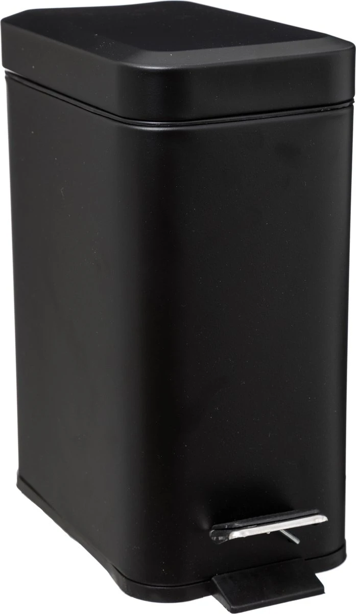 5Five - Prullenbak/pedaalemmer Zwart Rvs Metaal 5 Liter - 14x29x30 Cm 3 5Five - Prullenbak/pedaalemmer Zwart Rvs Metaal 5 Liter - 14x29x30 Cm
