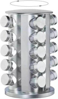 SensaHome 360 Graden Roteerbare Kruidencarrousel - Kruidenrek/Kruidenmolen - 20 Kruidenpotjes - 5 Laags - Draaibaar - 20 Specerijen Potjes - Specerijenmolen -Mepal shop 701x1200 2