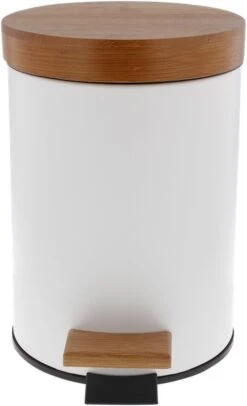 Prullenmand - Premium Pedaalemmer Bamboe - Soft Close - Wit - 3 Liter -Mepal shop 730x1200 2