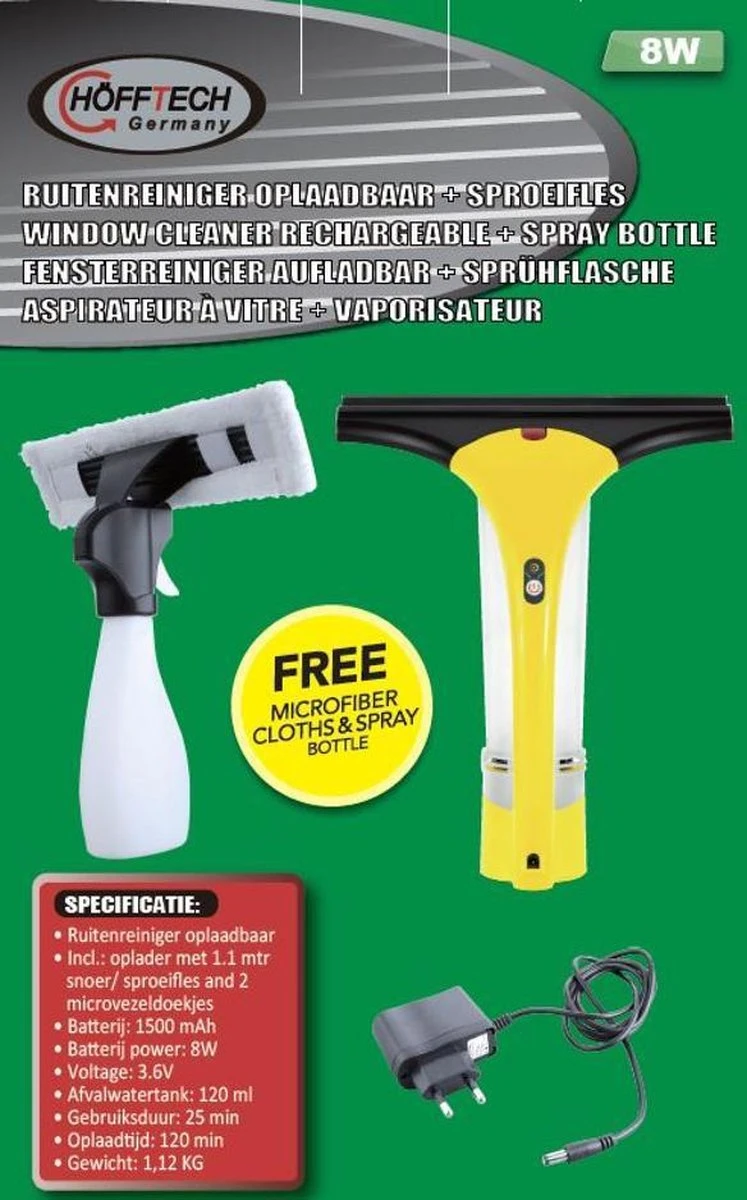 Hofftech Ruitenreiniger Oplaadbaar + Sproeifles 6 Hofftech Ruitenreiniger Oplaadbaar + Sproeifles - Afbeelding 4