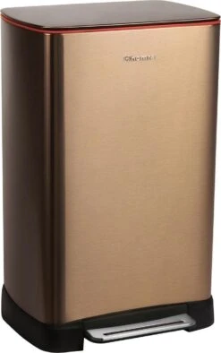 Homra Koniq Prullenbak Met Pedaal - 50 Liter - RVS - Pedaalemmer - Automatisch Lucht Filter - Odor Control - 50L Capaciteit - Soft Close Deksel - Afvalemmer - Design - Hygiënisch - Koper