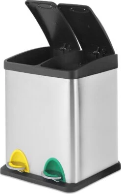 Jago - Vuilnisemmer 16 Liter Met 2 Vakken Van 8 Liter Met Binnenemmers - Prullenbak Voor Afvalscheiding - Pedaalemmer - Prullenbak - RVS 27 Jago - Vuilnisemmer 16 Liter Met 2 Vakken Van 8 Liter Met Binnenemmers - Prullenbak Voor Afvalscheiding - Pedaalemmer - Prullenbak - RVS -Mepal shop 752x1200