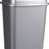 Kunststof Afvalemmers/vuilnisemmers In Het Zilver Van 50 Liter Met Deksel - Vuilnisbakken/prullenbakken - 40 X 35 X 68 Cm