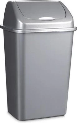 Kunststof Afvalemmers/vuilnisemmers In Het Zilver Van 50 Liter Met Deksel - Vuilnisbakken/prullenbakken - 40 X 35 X 68 Cm