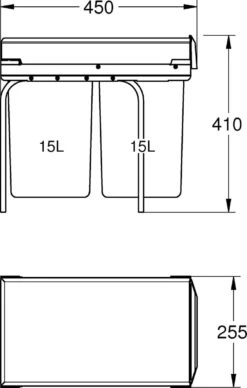 GROHE Inbouw Prullenbak - 2 Afvalbakken (2x15L) - 40855000 -Mepal shop 763x1200 4