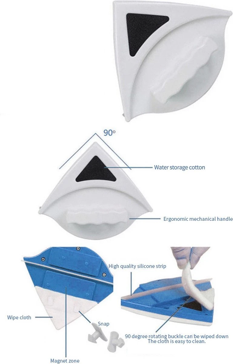 ECCEB - Magnetische Ramenwasser - Raamwisser - Dubbel Glas - Verstelbaar 6 ECCEB - Magnetische Ramenwasser - Raamwisser - Dubbel Glas - Verstelbaar - Afbeelding 4