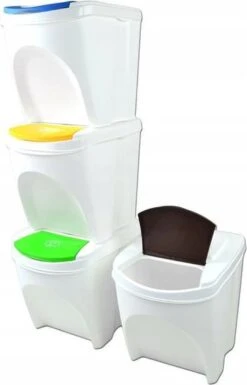Prosperplast Set Van 4x Kunststof Afvalscheidingsbakken Wit Van 25 Liter - Scheidingsprullenbakken -Mepal shop 770x1200 4